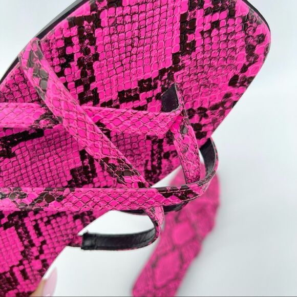 14th & Union Caite Pink Animal Print Square Toe Thong Slide Sandals Size 8.5 - Picture 14 of 16